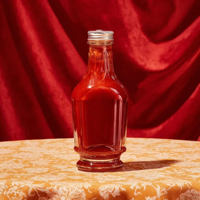 Ketchup bottle on velvet
